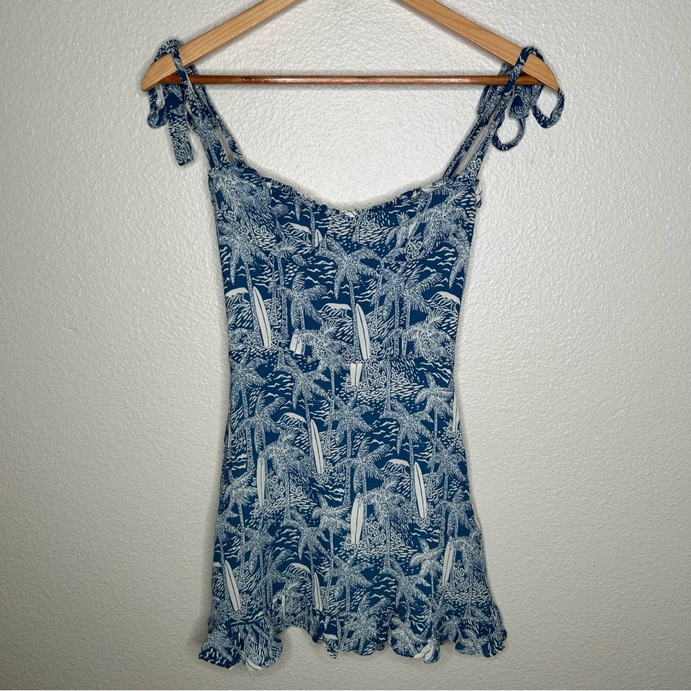 Reformation Blue & White Printed Mini Dress - Picture 3 of 16